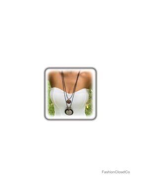 Boho Leather Cord Wooden Disc Pendant Choker Adjustable Necklace Jewelry Gift